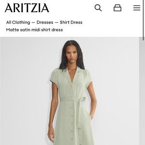Aritzia Sage Green Satin Mini Dress